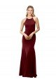 Shop Fit and Flare Halter Neckline Stretch Formal Crepe Bridesmaid Dress / Prom Dress with Strappy Back Sydney