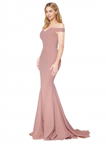 Shop Off the Shoulder Sweetheart Long Sweep Train Formal Crepe Bridesmaid Dress / Prom Dress Sydney
