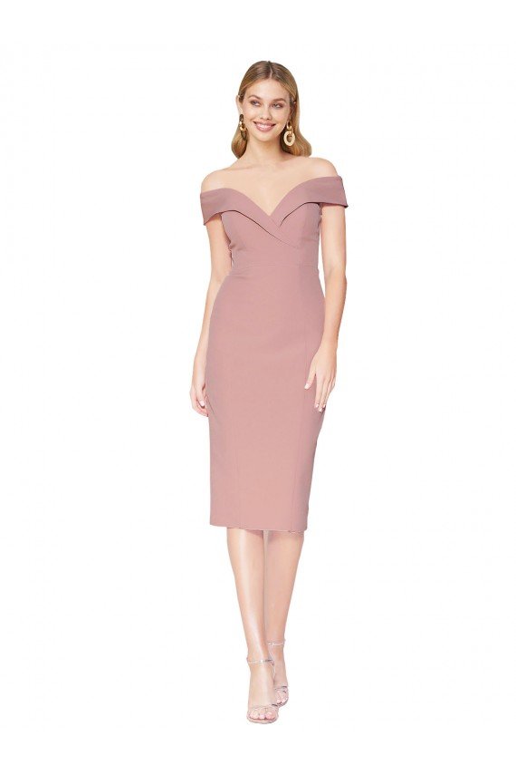 Shop Cocktail Knee Length Off the Shoulder Sweetheart Formal Crepe Bridesmaid Dress / Prom Dress Sydney