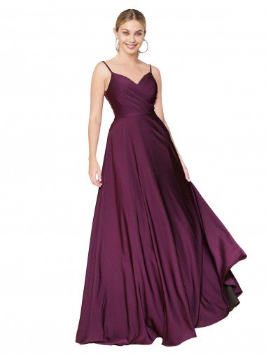 Shop High Neck Spaghetti Straps Long V-Back Formal Crepe Bridesmaid Dress / Prom Dress Sydney
