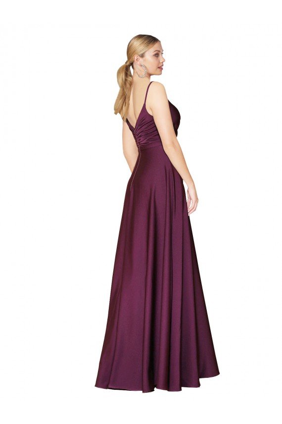 Shop High Neck Spaghetti Straps Long V-Back Formal Crepe Bridesmaid Dress / Prom Dress Sydney