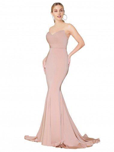 Shop Sweep Train Sweetheart Long Mermaid Formal Crepe Bridesmaid Dress / Prom Dress Low Back Sydney