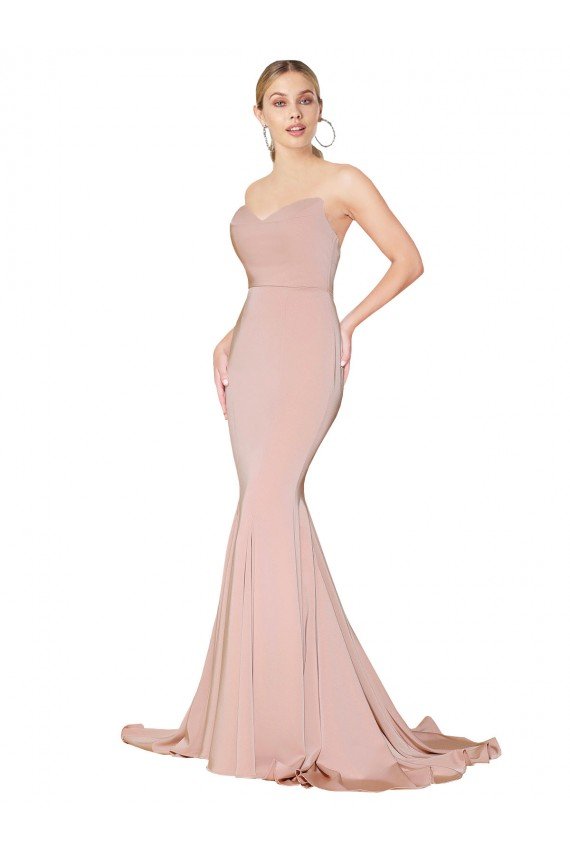 Shop Sweep Train Sweetheart Long Mermaid Formal Crepe Bridesmaid Dress / Prom Dress Low Back Sydney