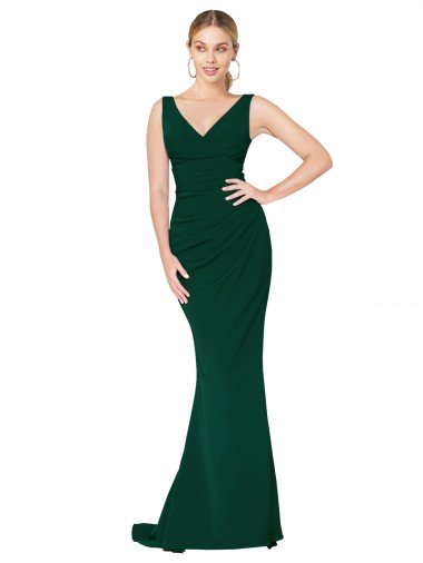 Shop V-Neck Floor Length Long Formal Crepe Mermaid Bridesmaid Dress / Prom Dress Sydney