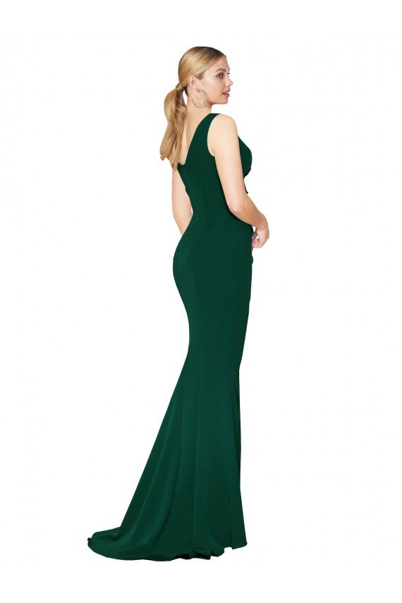 Shop V-Neck Floor Length Long Formal Crepe Mermaid Bridesmaid Dress / Prom Dress Sydney