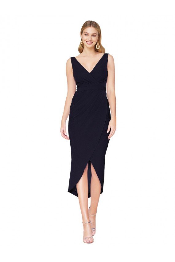 Shop Knee Length V-Neck Formal Crepe Short Cocktail Wrap Bridesmaid Dress / Prom Dress Sydney