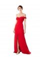 Shop Off the Shoulder Chapel Train Formal Crepe Bridesmaid Dress / Prom Dress with Thigh-High slit Sydney