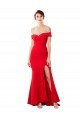 Shop Off the Shoulder Sweetheart Maxi Formal Crepe Bridesmaid Dress / Prom Dress With Thigh Split and Train Sydney