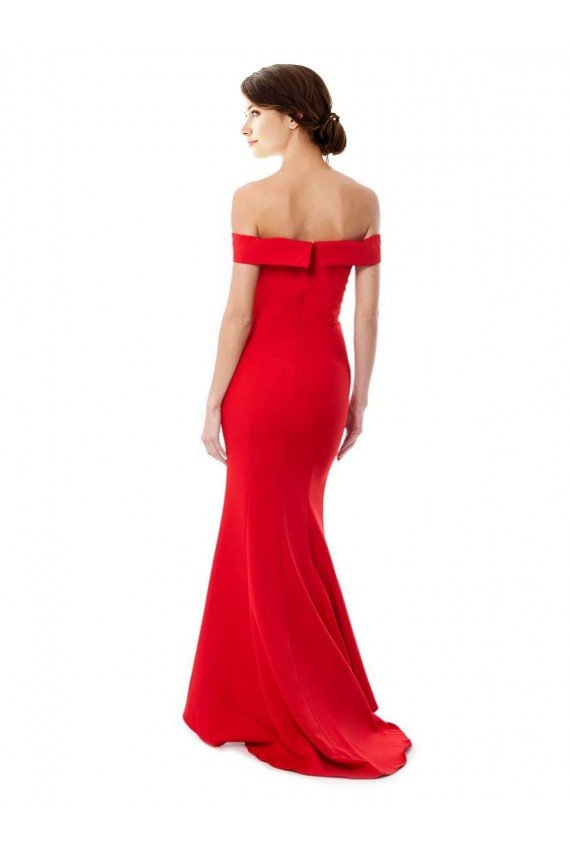 Shop Off the Shoulder Sweetheart Maxi Formal Crepe Bridesmaid Dress / Prom Dress With Thigh Split and Train Sydney