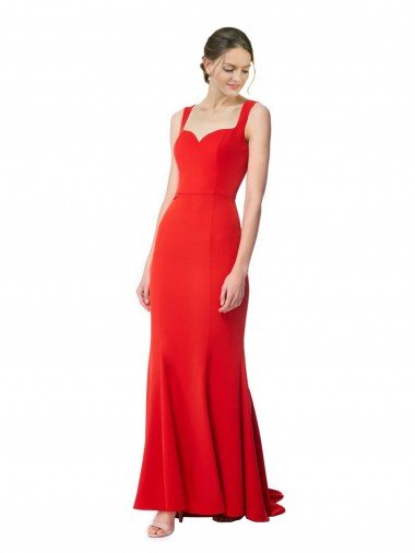 Shop Long Chapel Train Fishtail Maxi Formal Crepe Bridesmaid Dress / Prom Dress with Sweetheart Neckline Sydney