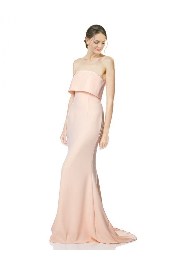 Shop High Neck Strapless Long Formal Crepe Maxi Bridesmaid Dress / Prom Dress with Overlay Sydney