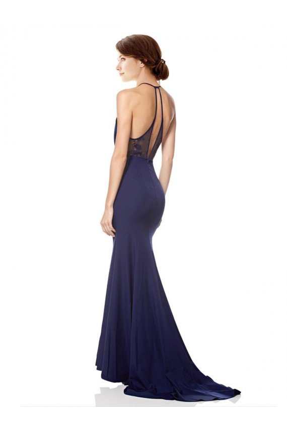 Shop High Neck Fishtail Formal Crepe Bridesmaid Dress / Prom Dress with Open Back Detail Sydney