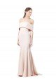 Shop Mermaid Bardot Maxi Formal Crepe Bridesmiad Dress with Fishtail Train Sydney