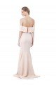 Shop Mermaid Bardot Maxi Formal Crepe Bridesmiad Dress with Fishtail Train Sydney
