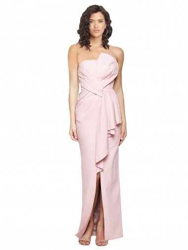 Shop Strapless Long Full Length Ruffles Low Back Formal Crepe Bridesmaid Dress / Prom Dress Sydney
