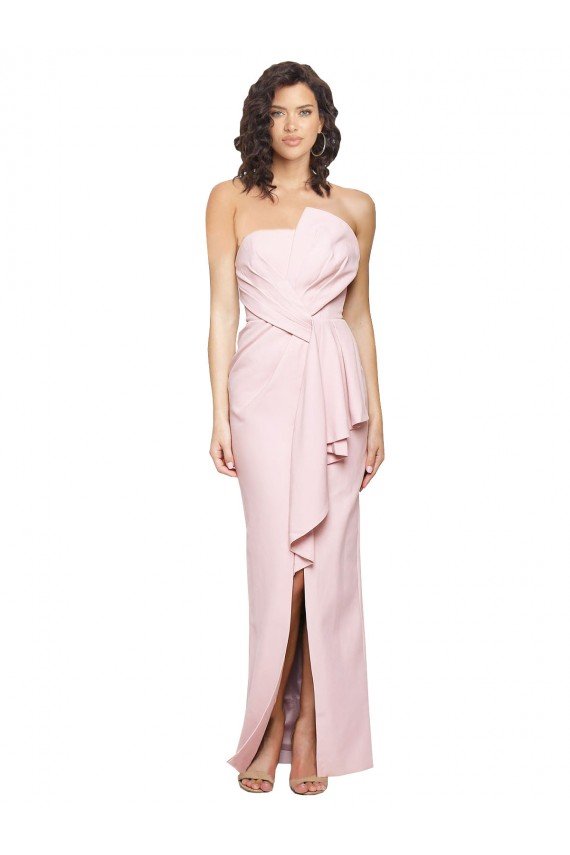 Shop Strapless Long Full Length Ruffles Low Back Formal Crepe Bridesmaid Dress / Prom Dress Sydney