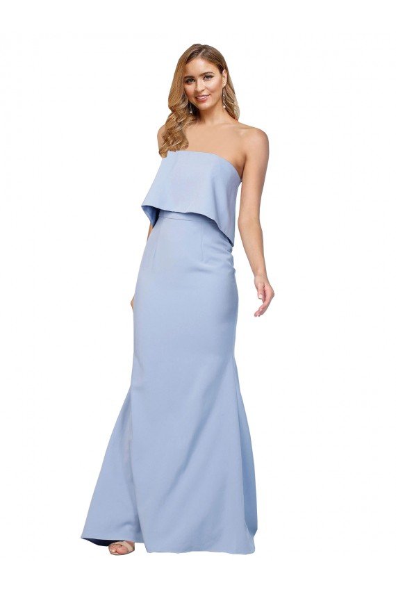 Shop Strapless Full Length Formal Crepe Bridesmaid Dress / Prom Dress with Bodice Overlay Sydney