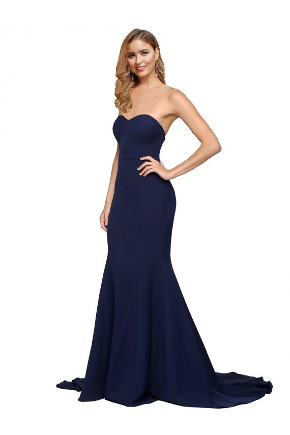 Shop Fit and Flare Sweetheart Long Formal Crepe Bridesmaid Dress / Prom Dress with Sweep Train Sydney