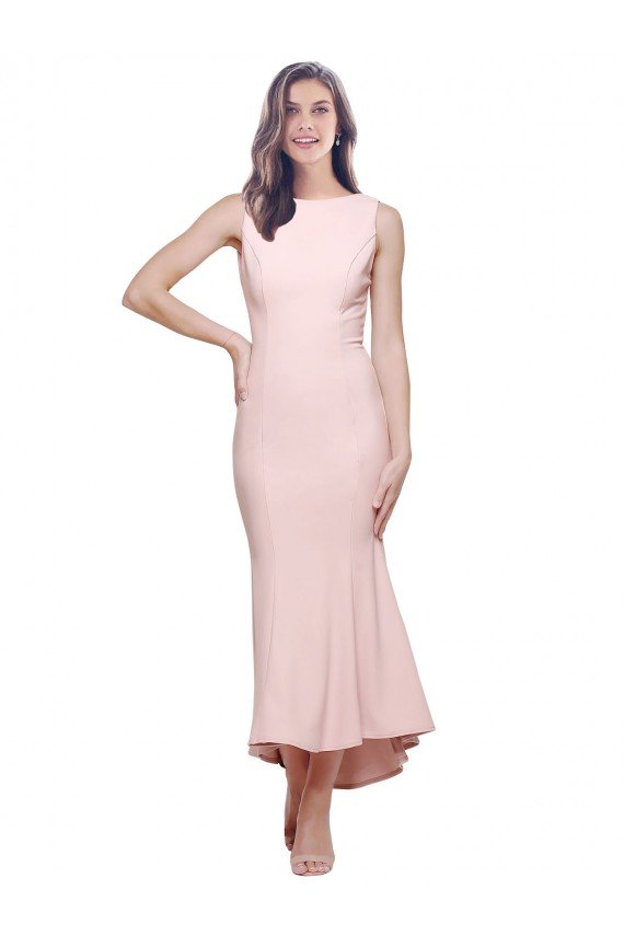 Shop High Neck Low V-Back Cocktail Midi Length Formal Crepe Bridesmaid Dress / Prom Dress Sydney