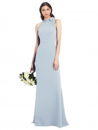Shop Halter Bow Neck Open Back Soft Full Length Trumpet Bridesmaid Dress / Prom Dress Sydney