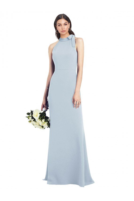 Shop Halter Bow Neck Open Back Soft Full Length Trumpet Bridesmaid Dress / Prom Dress Sydney