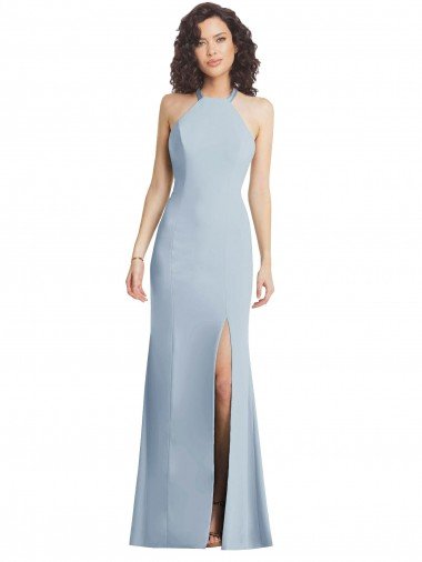 Shop High Neck Halter Formal Crepe Bridesmaid Dress / Prom Dress with Twist Criss Cross Back Sydney