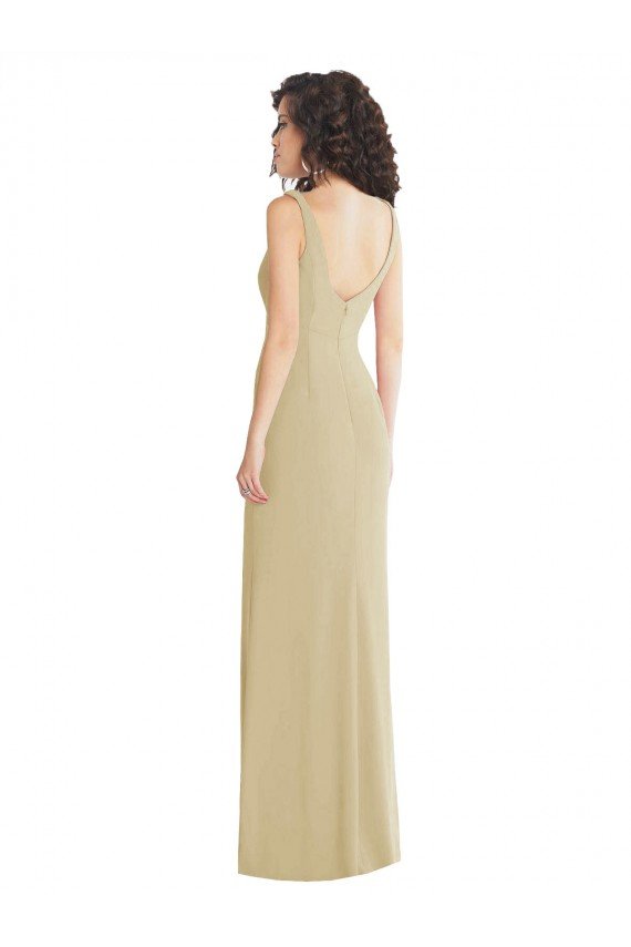 Shop Wide Strap Slash Cutout Empire Formal Crepe Bridesmaid Dress / Prom Dress with Front Slit Sydney