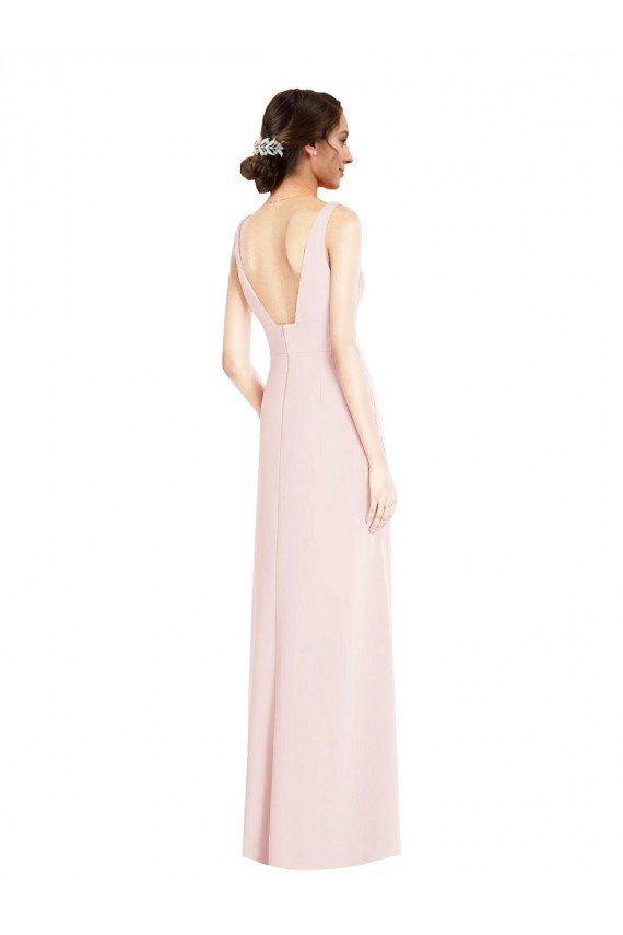 Shop Square Neck Low Back A-Line Bridesmaid Dress / Prom Dress with Front Slit and Pockets Sydney