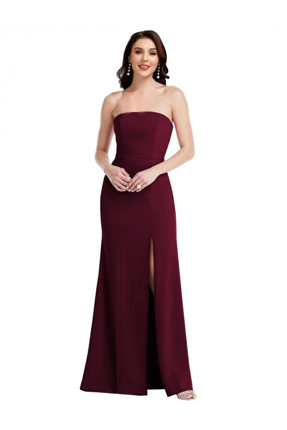 Shop Strapless Crepe Maxi Bridesmaid Dress / Prom Dress with Front Slit Sydney