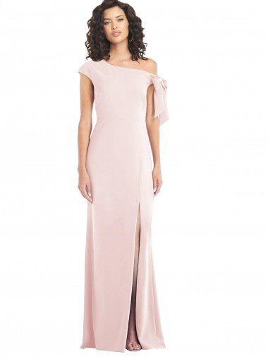 Shop Off the Shoulder Tie Detail Trumpet Formal Crepe Bridesmaid Dress / Prom Dress with Front Slit Sydney