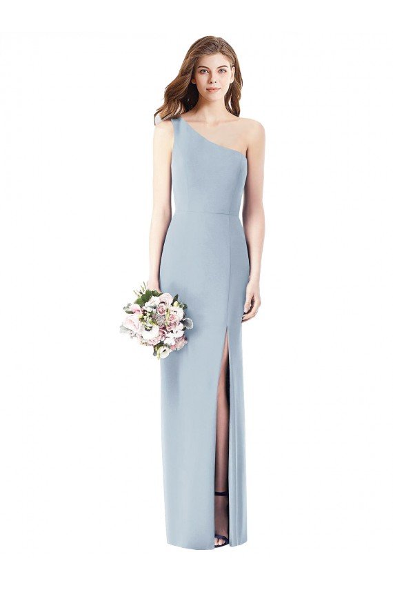Shop One Shoulder Crepe Trumpet Bridesmaid Dress / Prom Dress with Front Slit Sydney