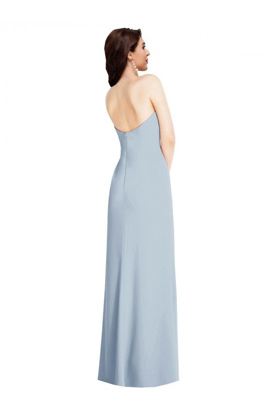 Shop Strapless Scoop Back Maxi Formal Crepe Bridesmaid Dress / Prom Dress with Front Slit Sydney