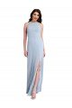 Shop Fit and Flare High Neck Formal Crepe Bridesmaid Dress / Prom Dress with Side Slit Sydney