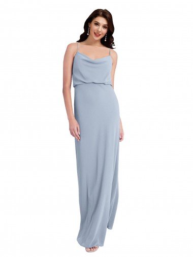 Shop Draped Cowl Neck Long Formal Crepe Bridesmaid Dress / Prom Dress with Spaghetti Straps Sydney