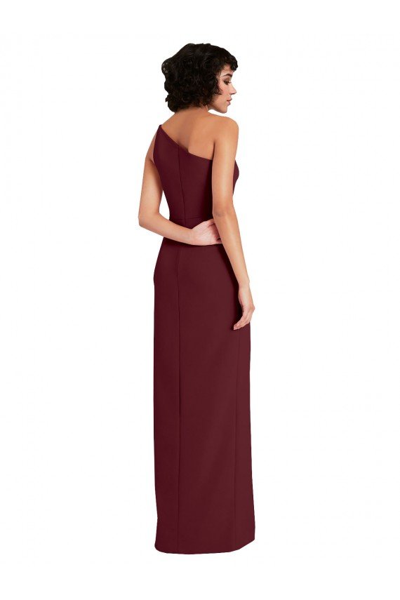 Shop Sleek One Shoulder Long Formal Crepe Bridesmaid Dress / Prom Dress with Daring Slit Sydney