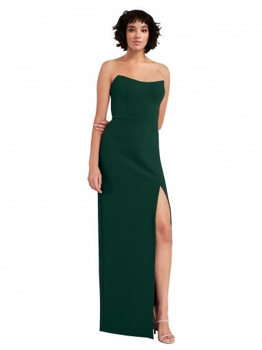 Shop Scooped Strapless Neckline Formal Crepe Bridesmaid Dress / Prom Dress with Side Slit Sydney