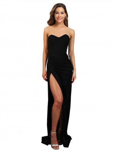 Shop Corset Style Strapless Formal Crepe Bridesmaid Dress / Prom Dress with High Split Sydney