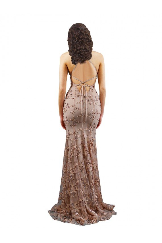 Shop Floral Patterned Backless V-Neckline Sequin Formal Bridesmaid Dress / Prom Dress Sydney