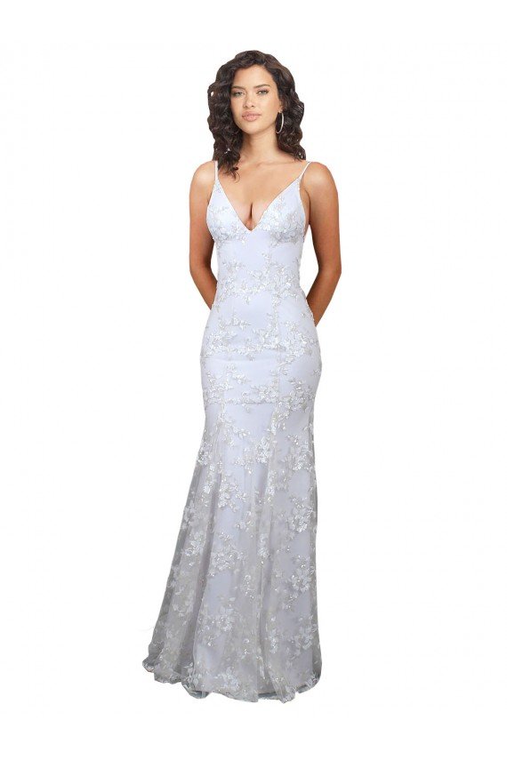 Shop V-Neckline Backless Floral Patterned Sequin Formal Bridesmaid Dress / Prom Dress Sydney
