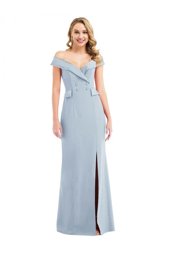 Shop Off the Shoulder Tuxedo Maxi Bridesmaid Dress / Prom Dress with Front Slit Sydney