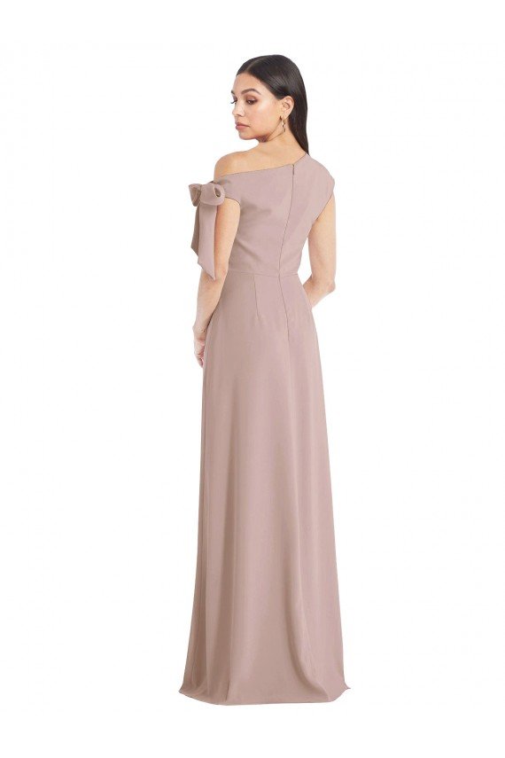 Shop Off the Shoulder Tie Detail Maxi Formal Crepe Bridesmaid Dress / Prom Dress with Front Slit Sydney
