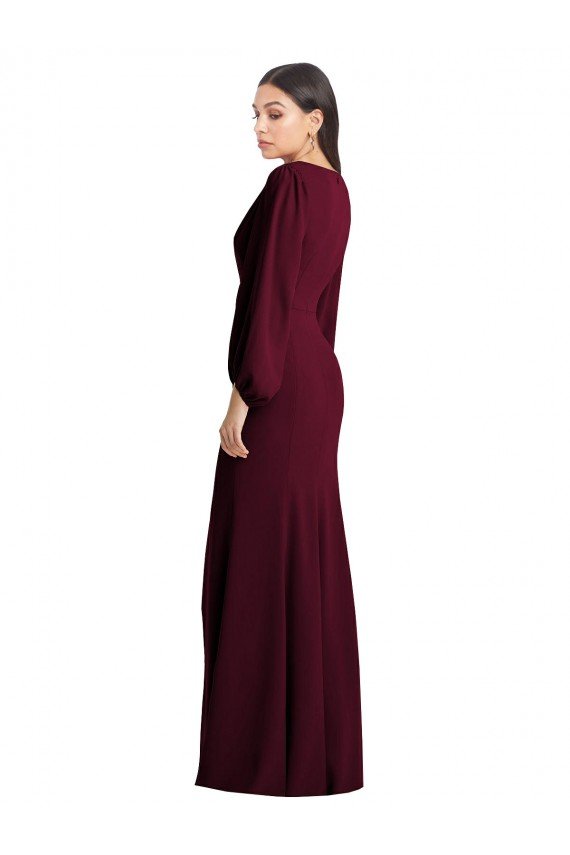 Shop Long Puff Sleeve V-Neck Trumpet Bridesmaid Maxi Dress Sydney