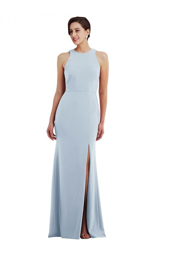 Shop Cutout Open Back Halter Maxi Formal Crepe Bridesmaid Dress / Prom Dress with Scarf Tie Sydney