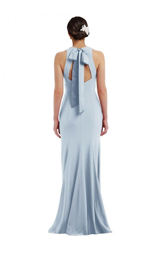 Shop Cutout Open Back Halter Maxi Formal Crepe Bridesmaid Dress / Prom Dress with Scarf Tie Sydney