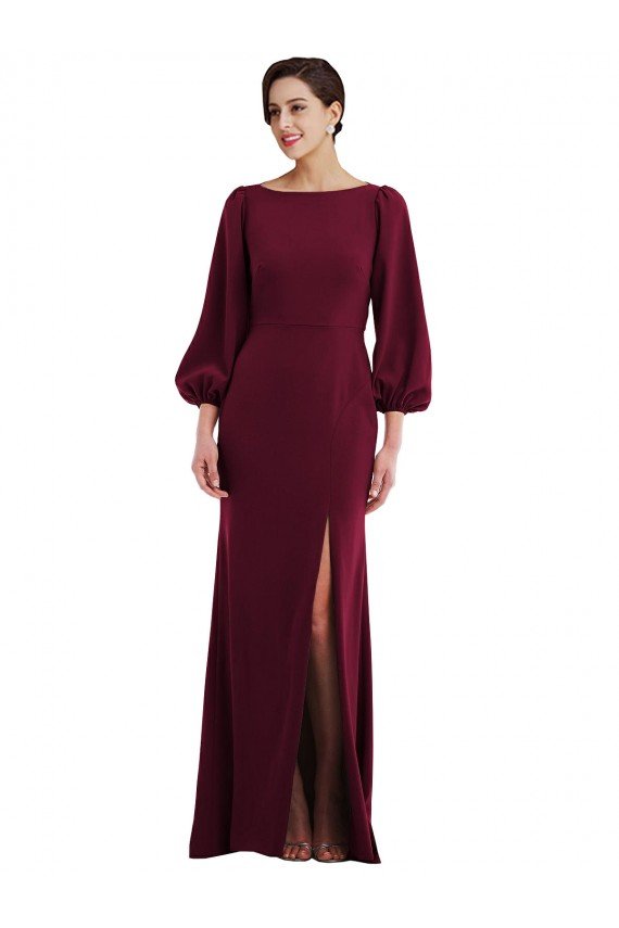 Shop Bishop Sleeve Open Back Trumpet Formal Crepe Bridesmaid Dress / Prom Dress with Scarf Tie Sydney