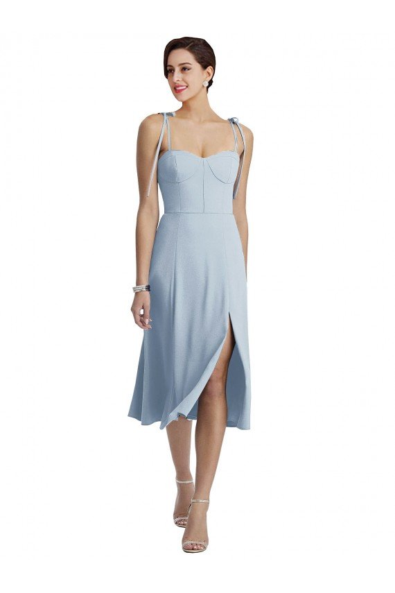 Shop Midi Cocktail Length Bustier Crepe Bridesmaid Dress / Prom Dress with Back Bow Straps Sydney