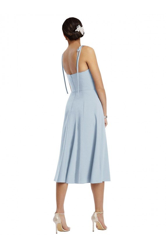 Shop Midi Cocktail Length Bustier Crepe Bridesmaid Dress / Prom Dress with Back Bow Straps Sydney