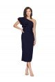 Shop Ruched Midi Length Short Cocktail Formal Crepe Bridesmaid Dress / Prom Dress with Shoulder Ruffles Sydney