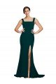 Shop Fitted Square Neck Long Crepe Bridesmaid Dress / Prom Dress with Train and Side Split Sydney