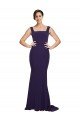 Shop Square Neck Long Sweep Train Crepe Bridesmaid Dress / Prom Dress with Thick Straps Sydney